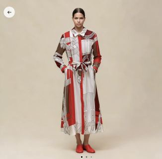 HM 26 Silk Printed Shirt Dress with Belt 378709