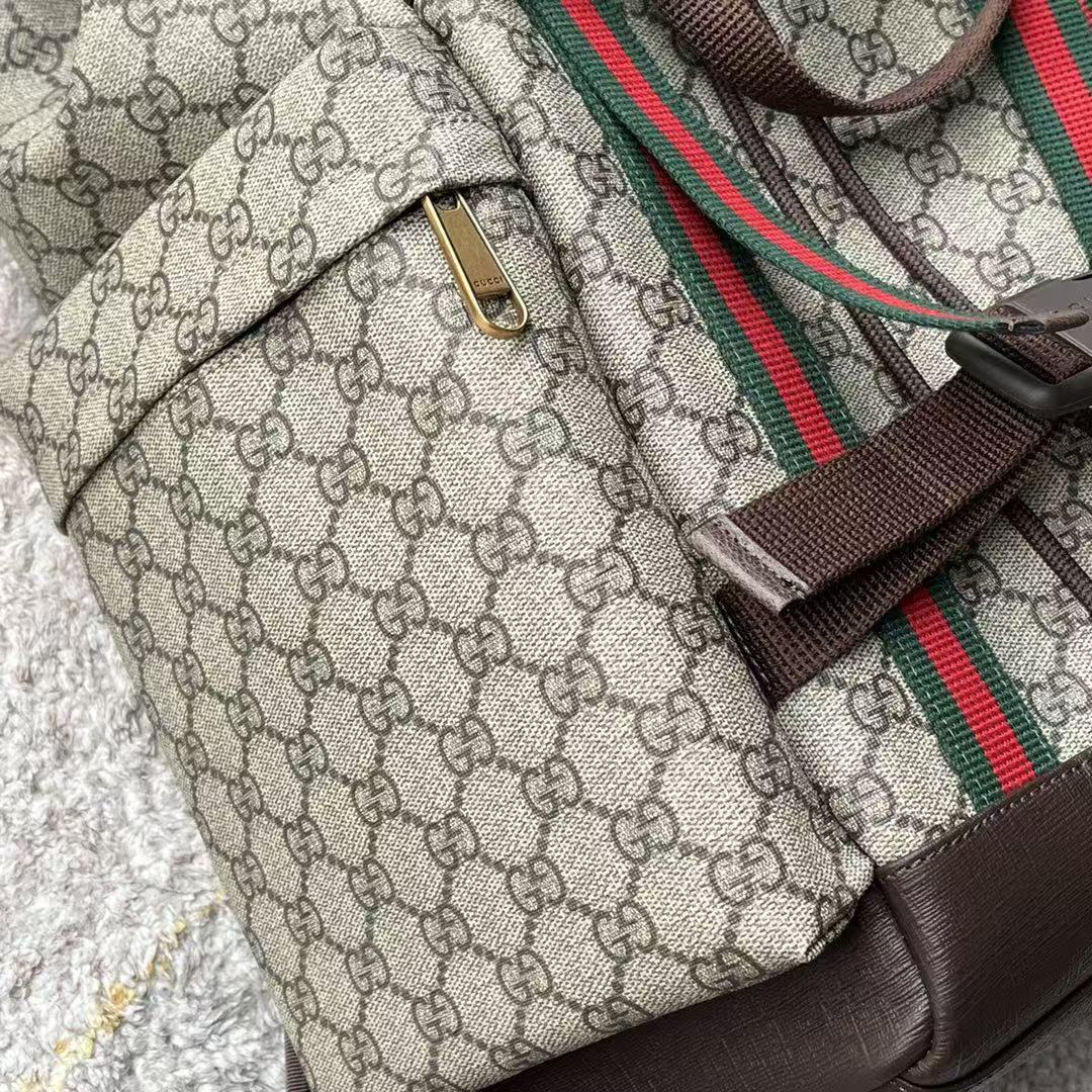 GG Supreme Skateboard Backpack Brown Beige Leather Canvas