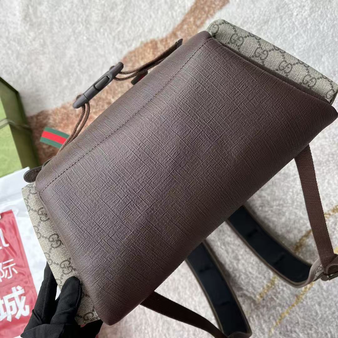 GG Supreme Skateboard Backpack Brown Beige Leather Canvas