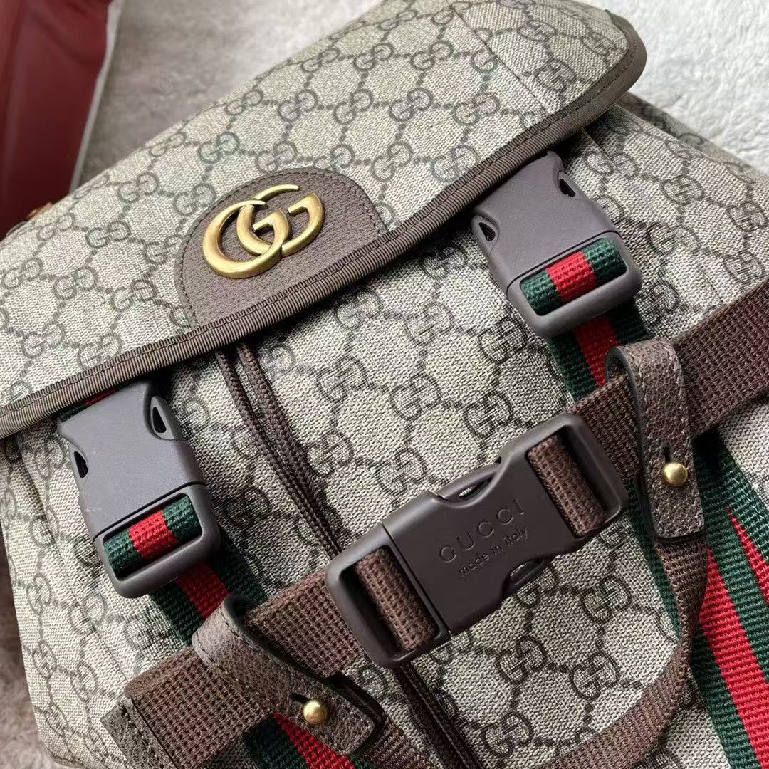 GG Supreme Skateboard Backpack Brown Beige Leather Canvas