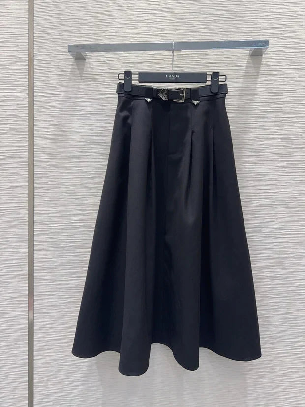 Prada 2026 Midi Skirt Black and Gray Polyester 131890