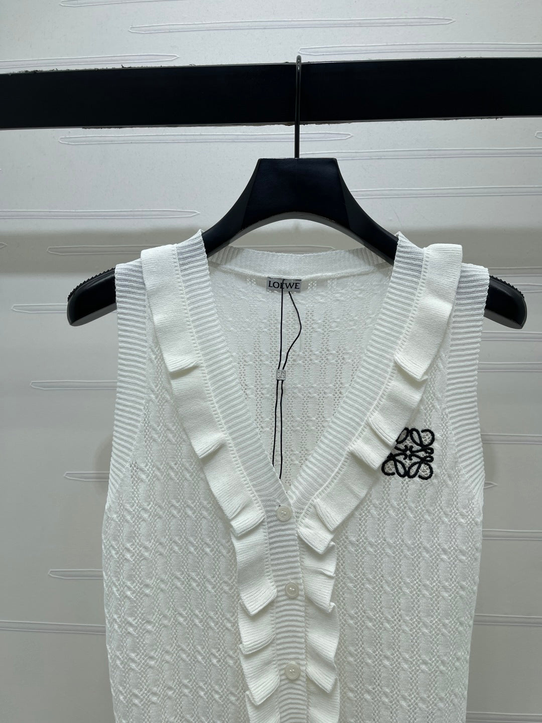Loew Ruffled Knit V-neck Vest in Wool