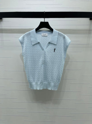 YSL Polo Collar Knit Vest Knit 392664