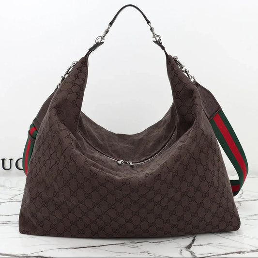 Gucci 2026 Brera Large Crossbody Bag Dark Brown Canvas
