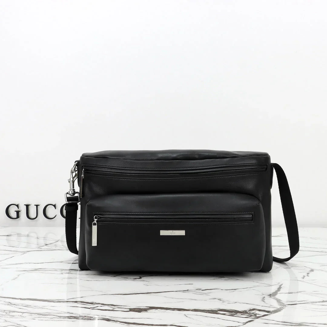 Gucci 2026 Tag Large Crossbody Bag Black Calfskin