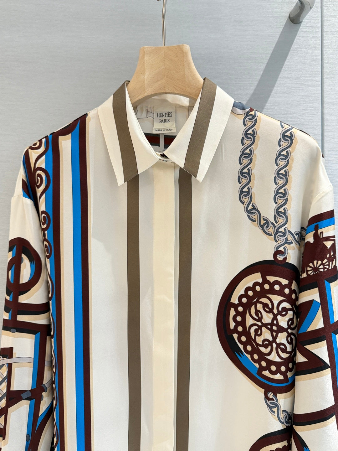 HM L'Enseigne du Sellier Print Shirt Cream Silk 650624