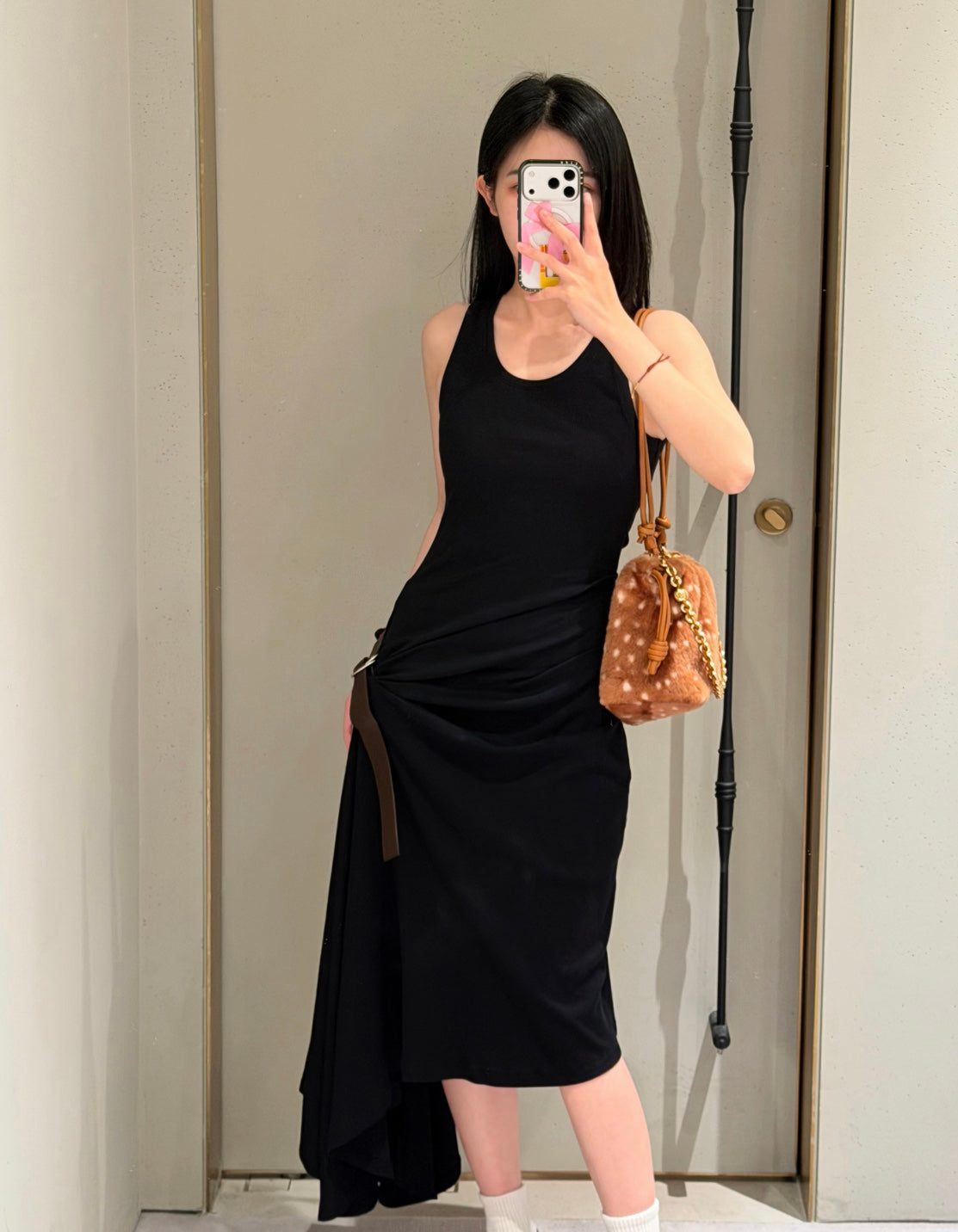 Loewe 26s Tank Dress With Belt Black Cotton 363673