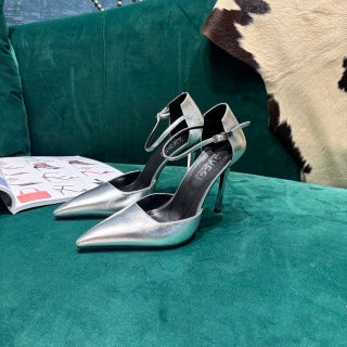 GG Bombshell Pump Sliver Laminated Leather 741248