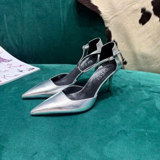 GG Bombshell Pump Sliver Laminated Leather 741248