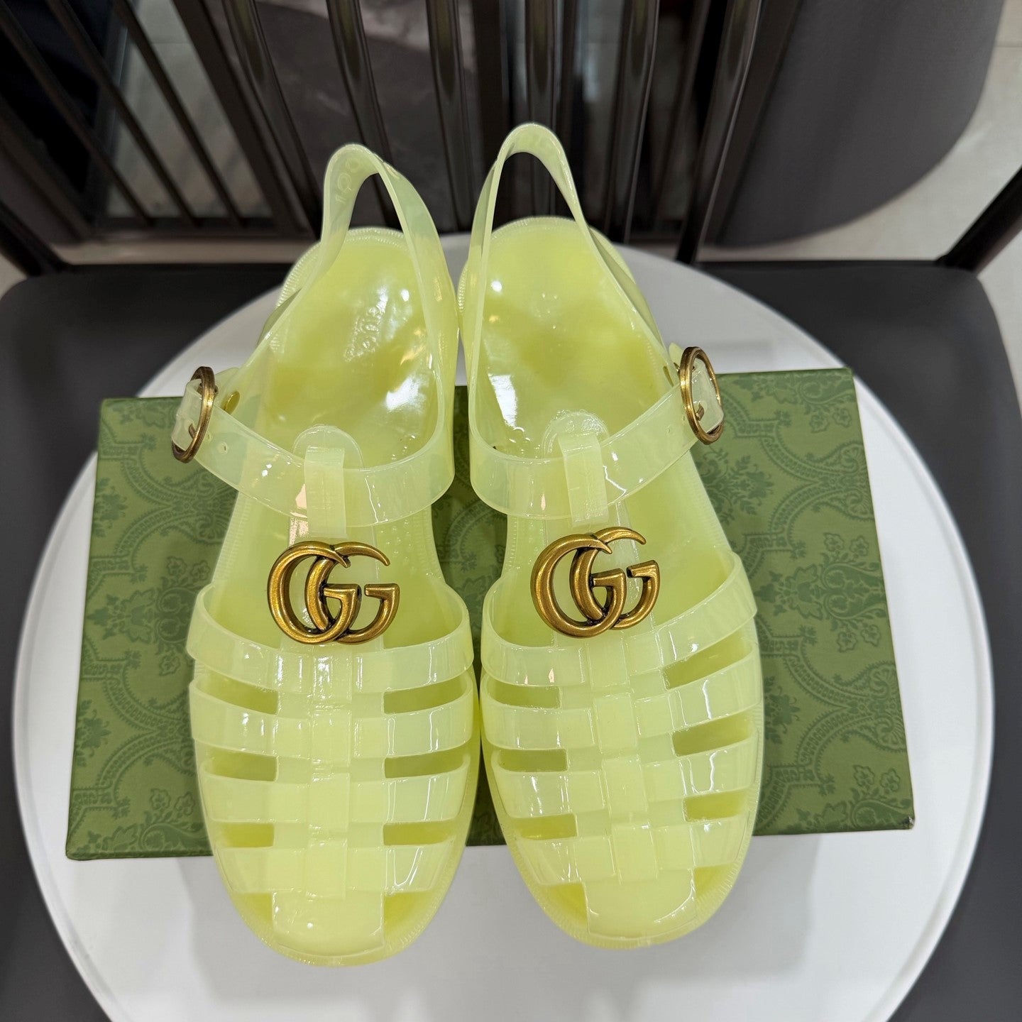 GG Sandals with Double G Light Yellow Gold TPU 818207