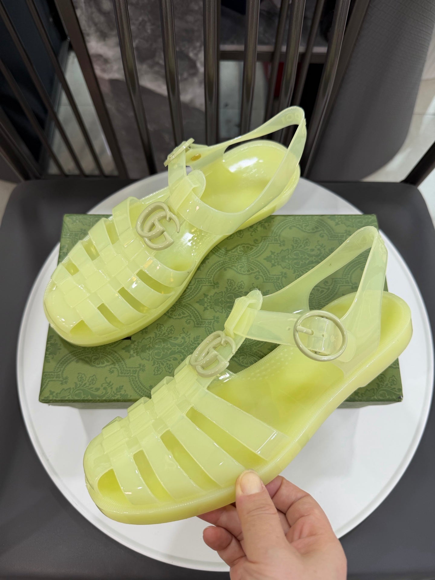 GG Sandals with Double G Light Yellow TPU 818206