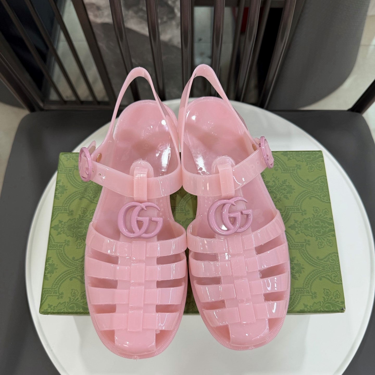 GG Sandals with Double G Light Pink TPU 818205