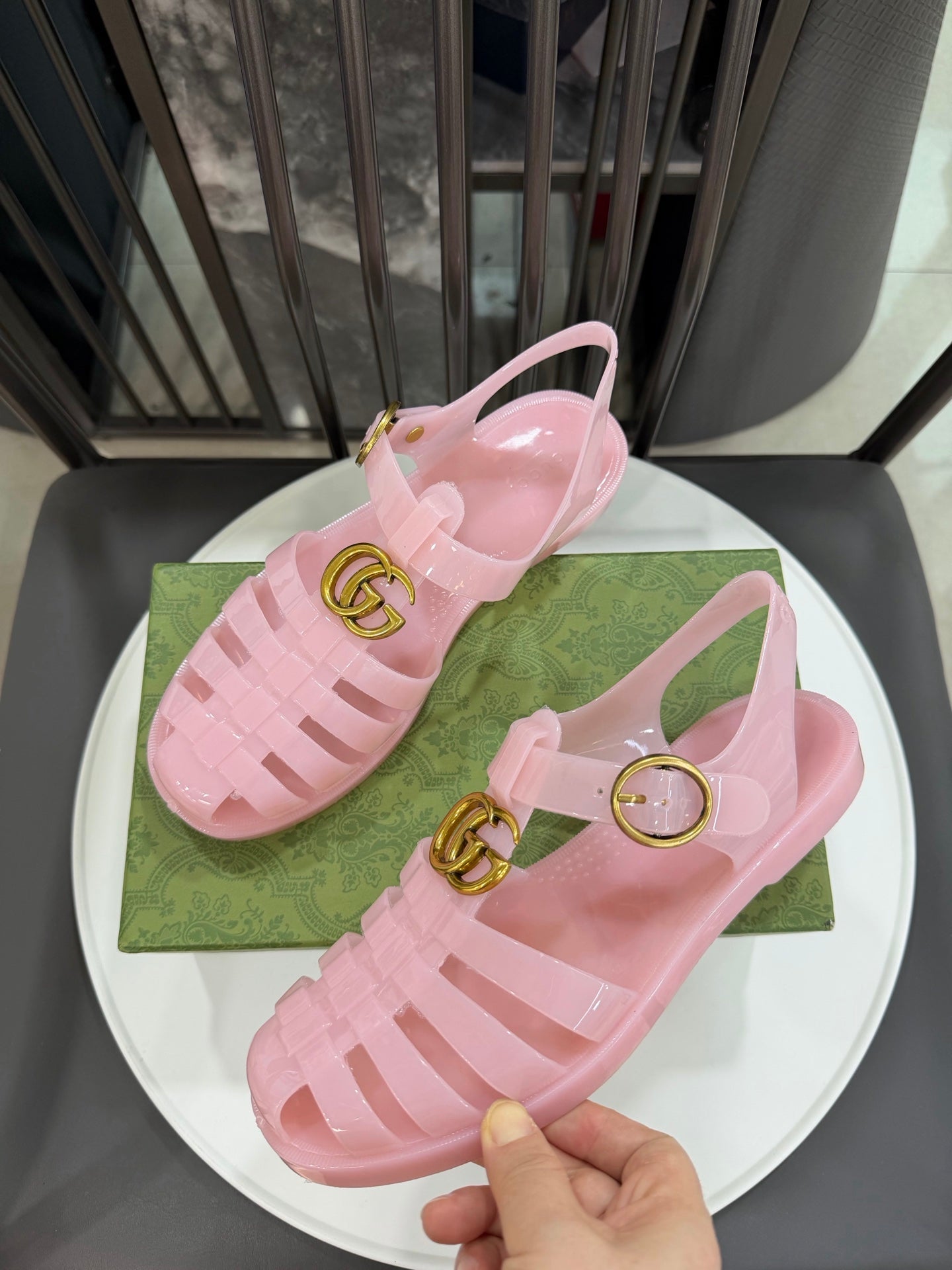 GG Sandals with Double G Light Pink Gold TPU 818204