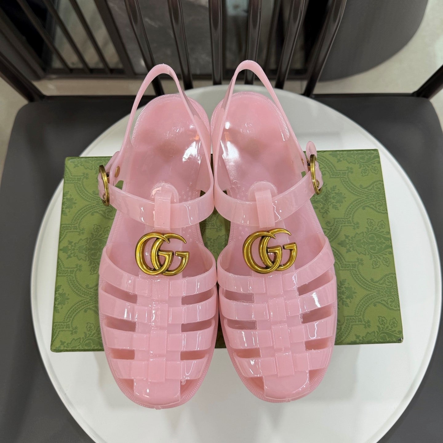 GG Sandals with Double G Light Pink Gold TPU 818204