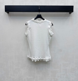 Loew 26 Ruffled Lace Vest in Cotton