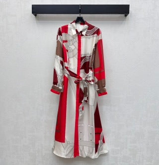 HM 26 Silk Printed Shirt Dress with Belt 378709