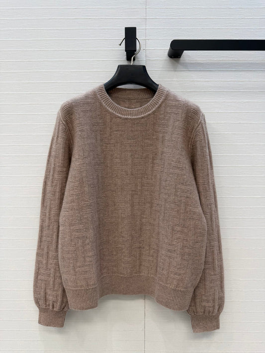 HM Jacquard Pullover Knit Sweater Light Taupe Cashmere 402945