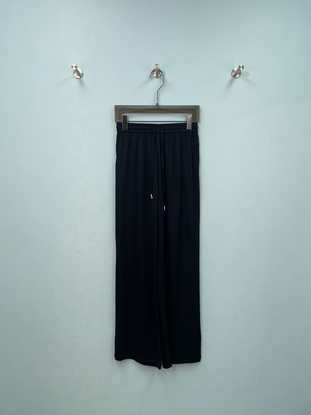 HM Long-Sleeve Blouse & Wide-Leg Pants Set Black Cotton 699252