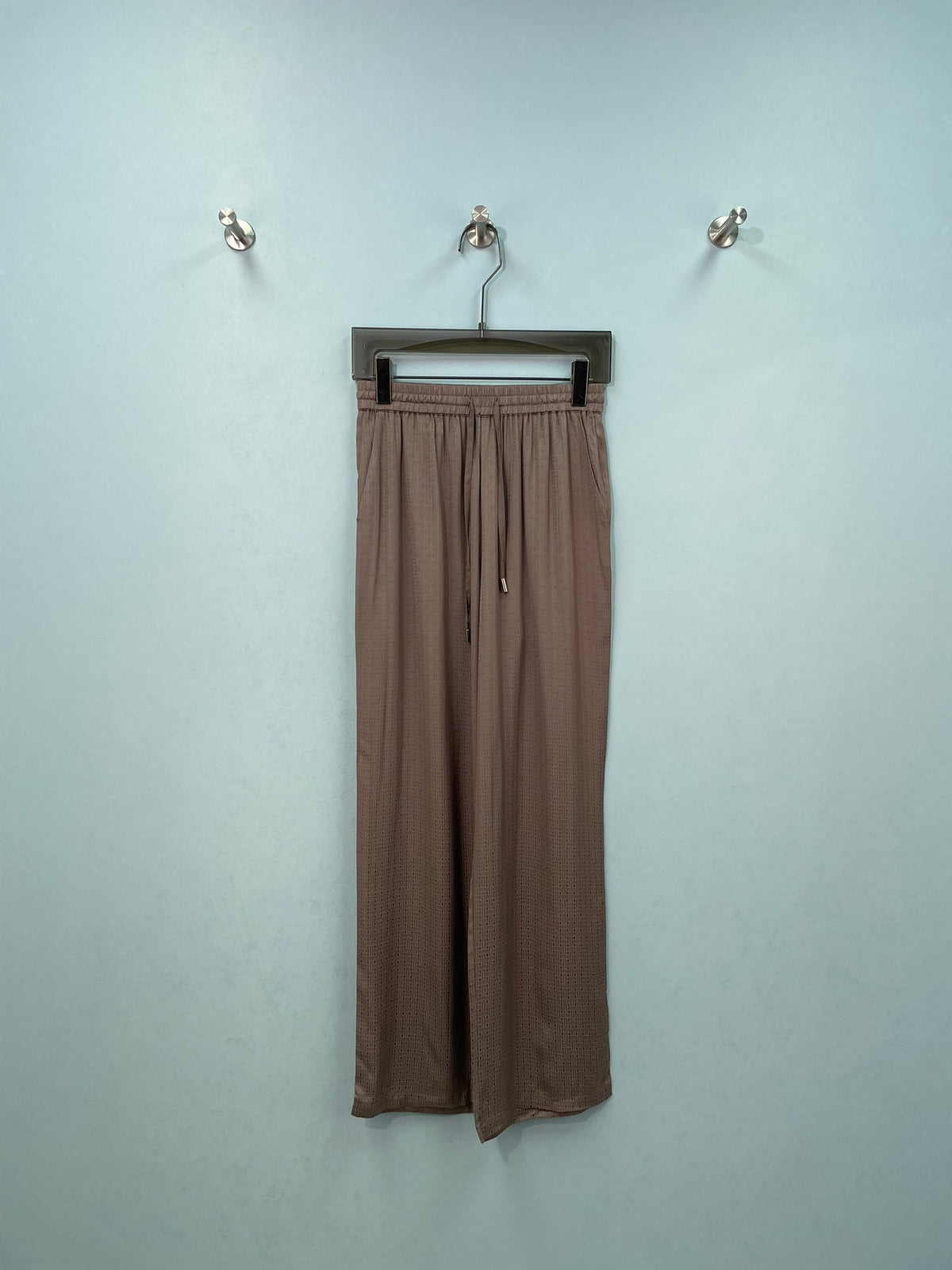 HM Long-Sleeve Blouse & Wide-Leg Pants Set Brown Cotton 699253