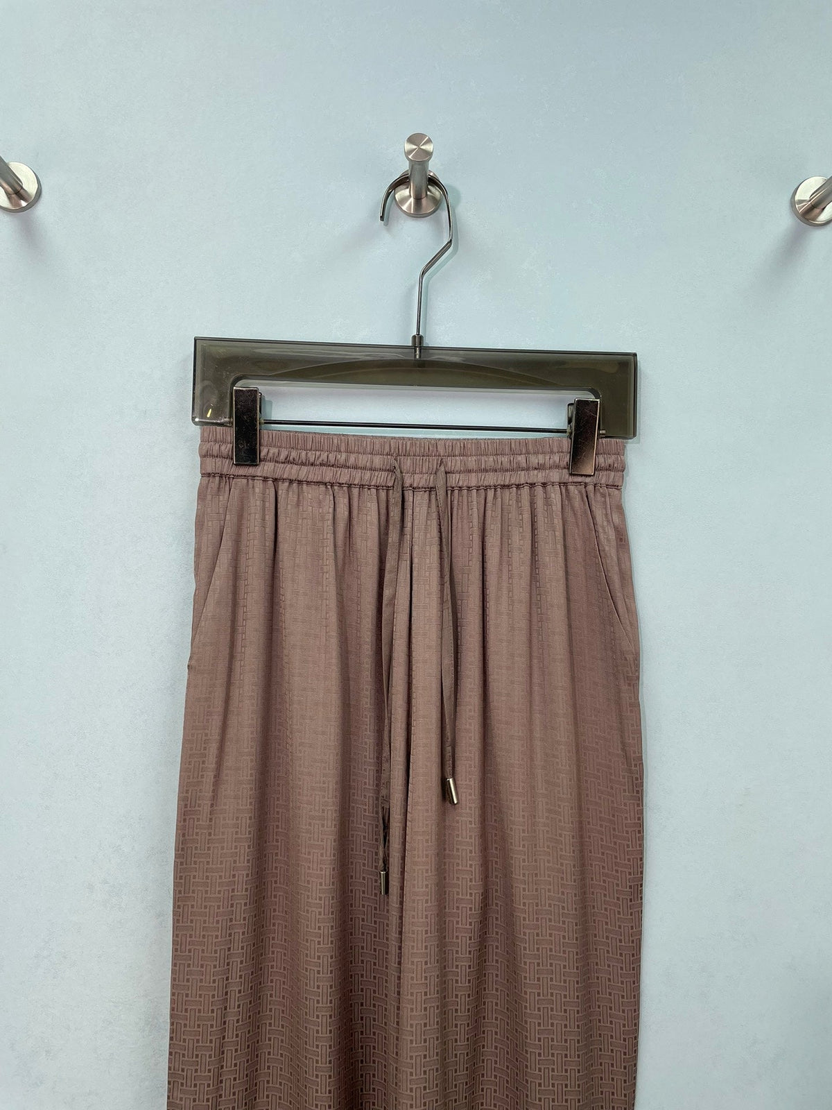 HM Long-Sleeve Blouse & Wide-Leg Pants Set Brown Cotton 699253