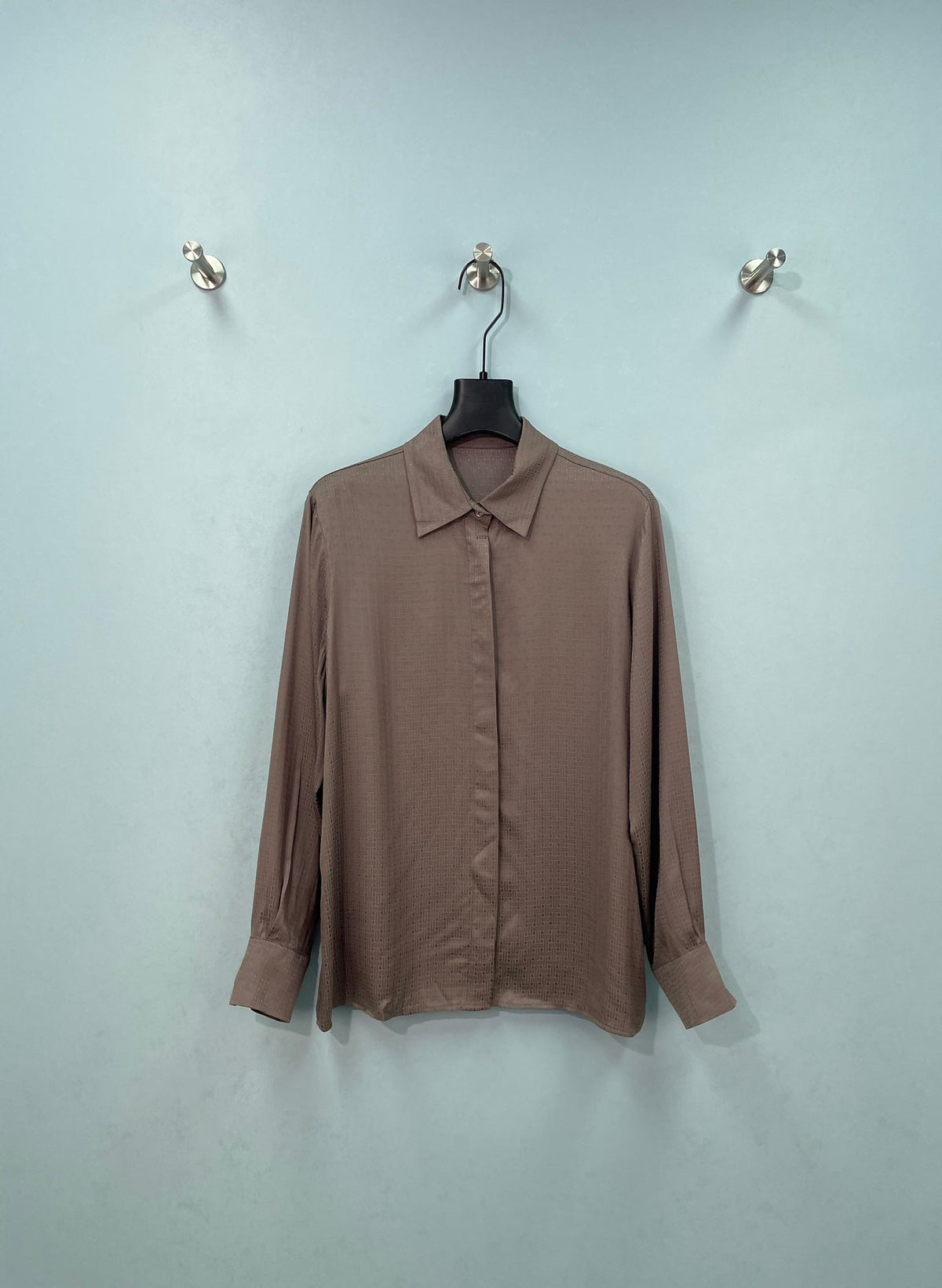 HM Long-Sleeve Blouse & Wide-Leg Pants Set Brown Cotton 699253