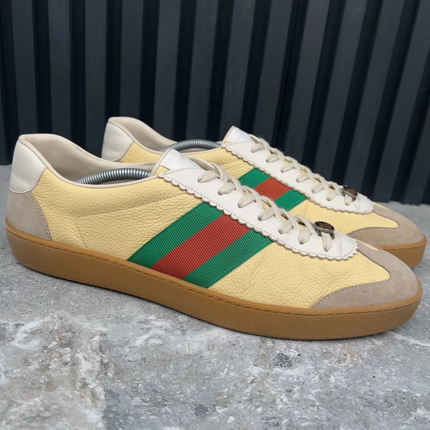 GG G74 Sneakers Taupe Suede Yellow Leather