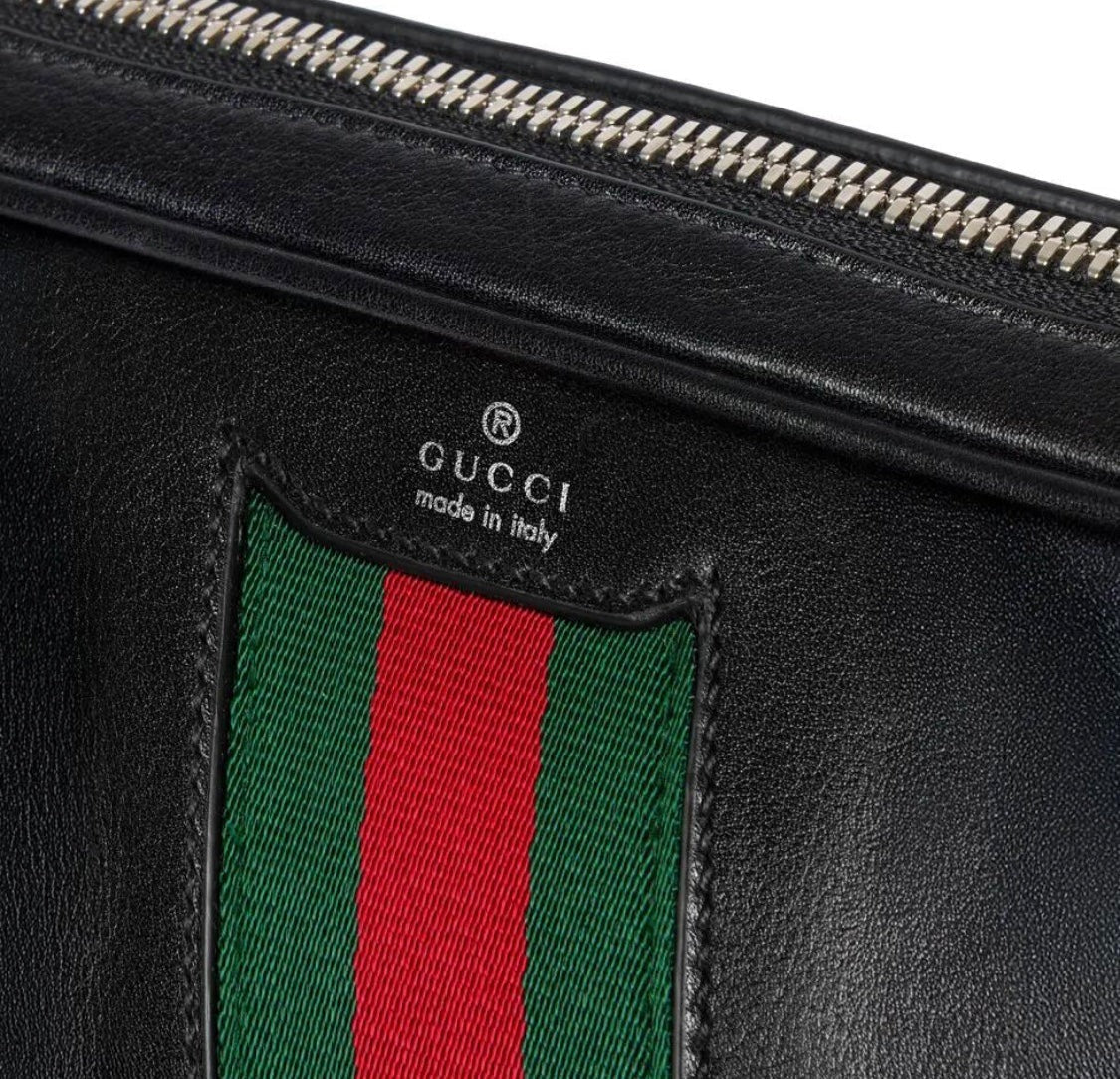 Gucci 2026 Web Trademark Bag 24cm Black Calfskin