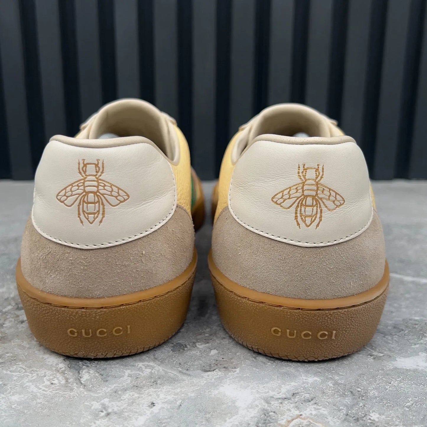 GG G74 Sneakers Taupe Suede Yellow Leather