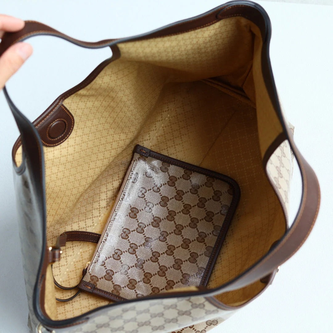 Gucci 2026 Giglio Shoulder Bag 60cm Brown Green Red Calfskin