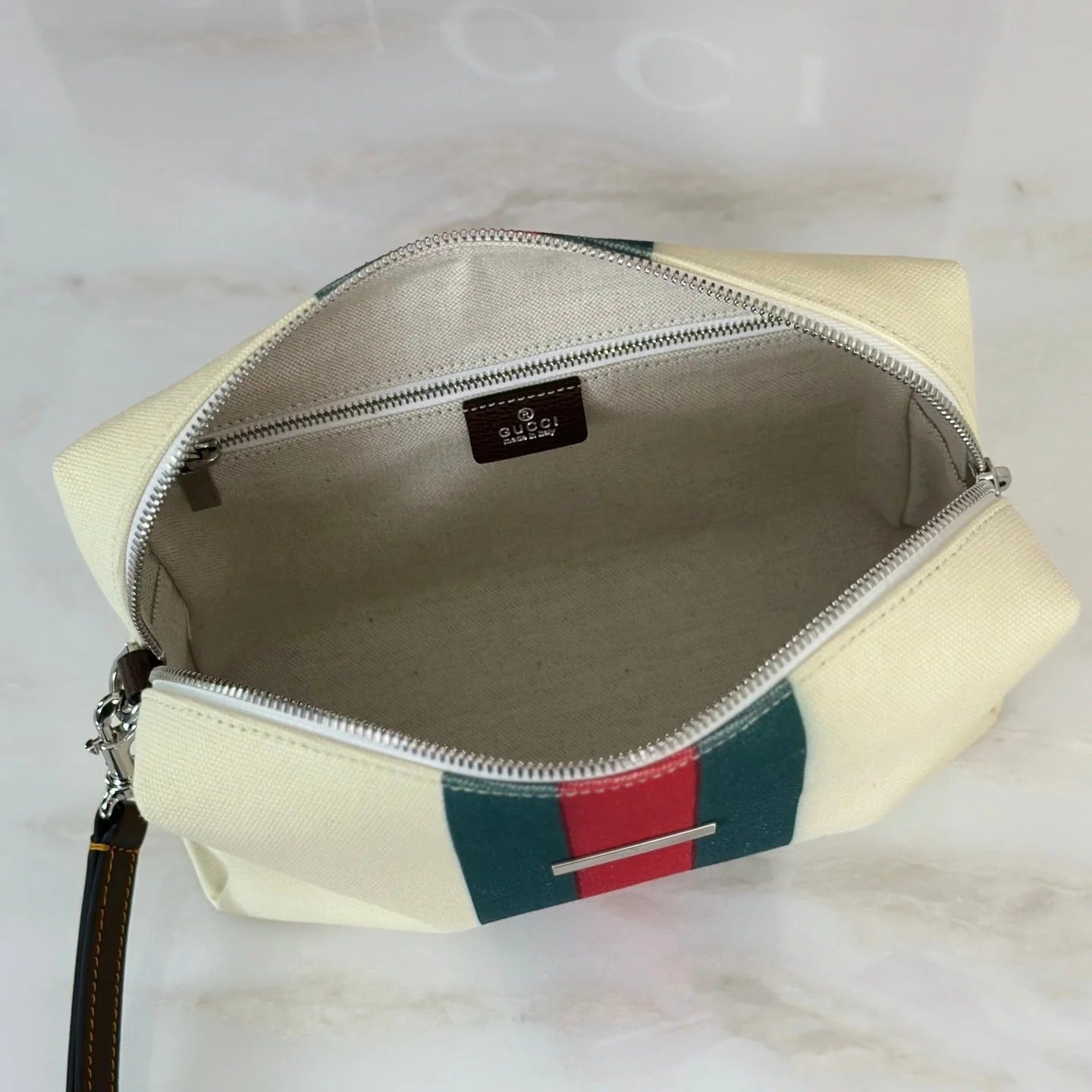 Gucci 2026 Positano Bag 23cm Cream Red Green Canvas