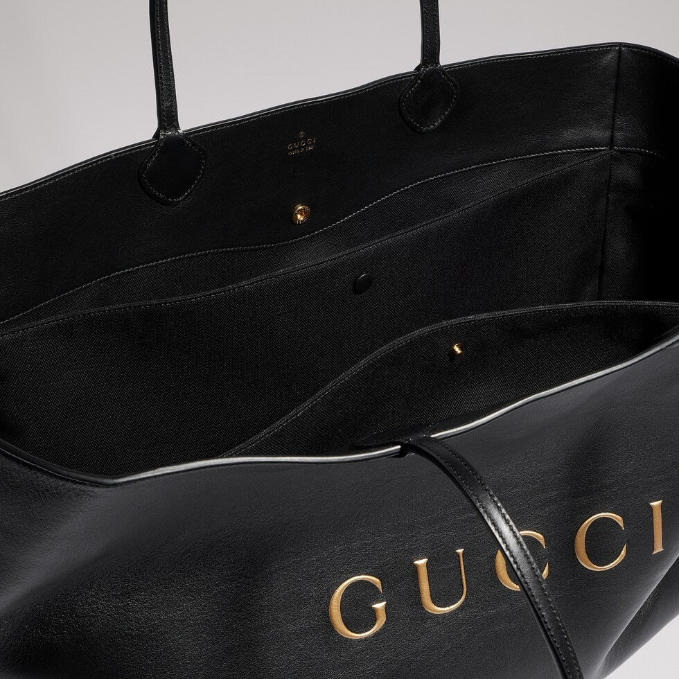 Gucci 2026 NY Large Tote Bag 42cm Black Canvas Leather