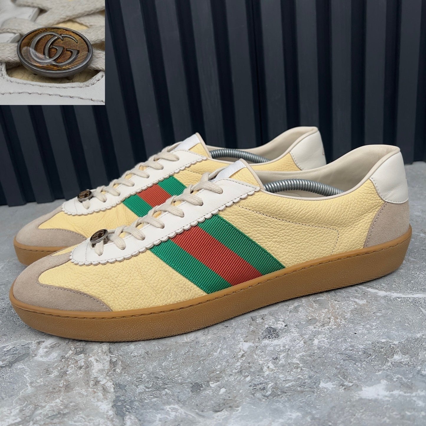 GG G74 Sneakers Taupe Suede Yellow Leather