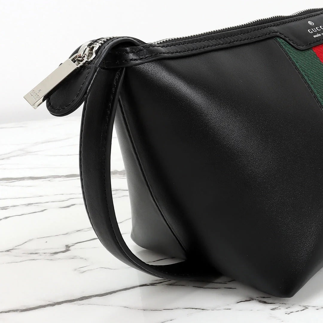 Gucci 2026 Mega Web Trademark Crossbody Bag 22cm Balck Canvas Leather
