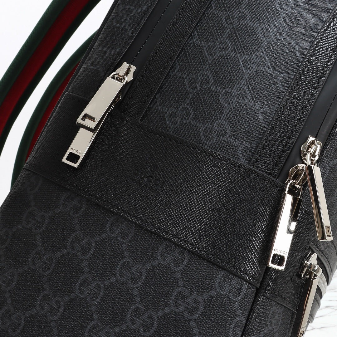 Gucci 2026 Essence Classic Backpack 44cm Black Canvas Leather