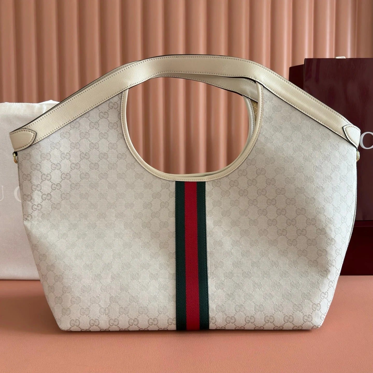 GG 26 Giglio Large Tote Bag 60cm White in Canvas 284931