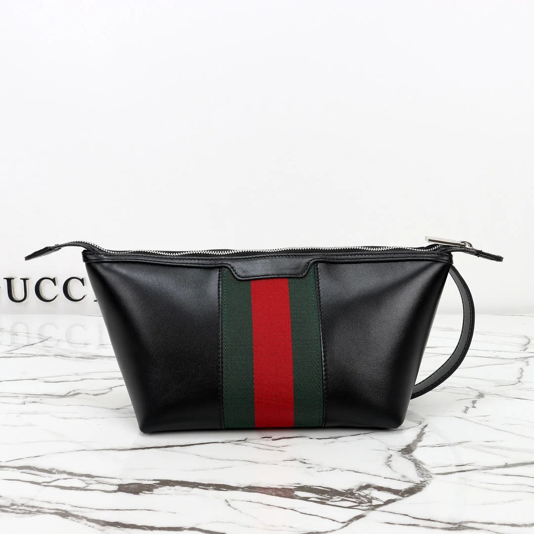 Gucci 2026 Mega Web Trademark Crossbody Bag 22cm Balck Canvas Leather
