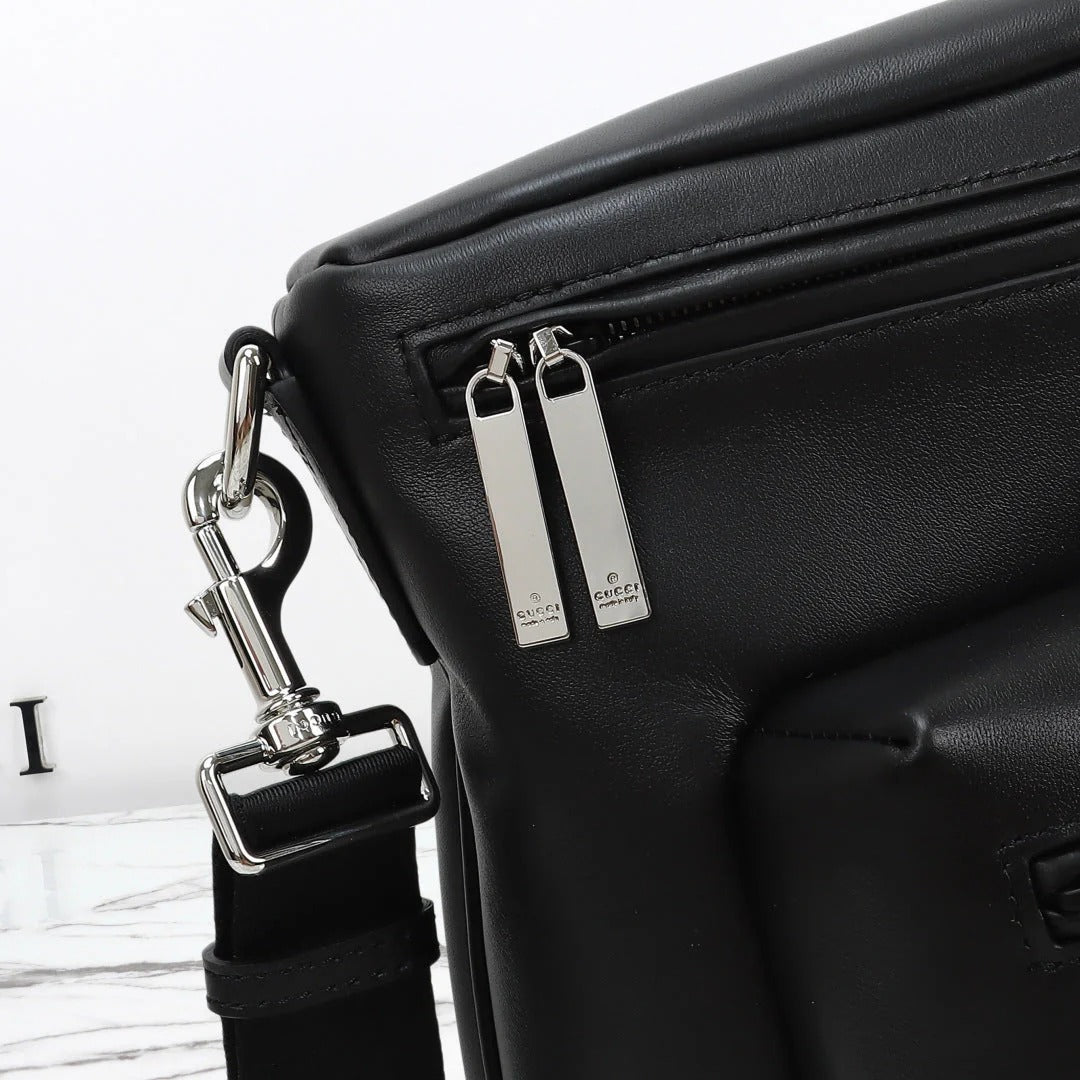 Gucci 2026 Tag Large Crossbody Bag Black Calfskin