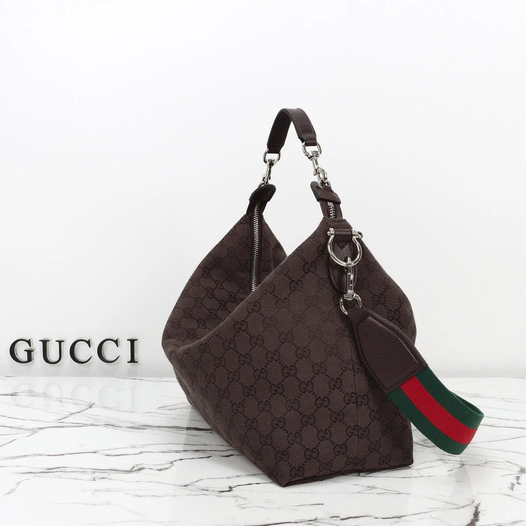 Gucci 2026 Brera Large Crossbody Bag Dark Brown Canvas