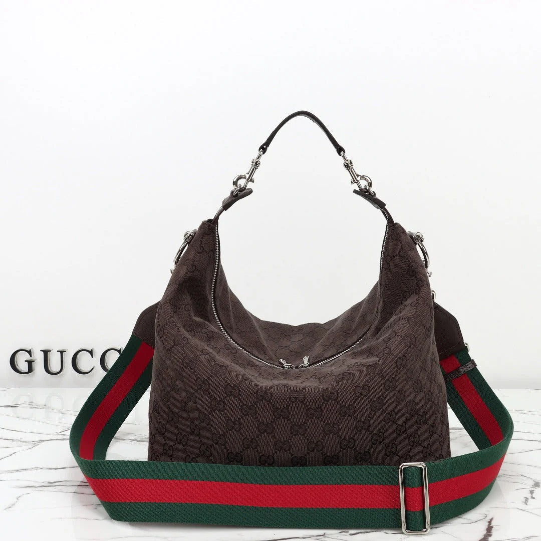 Gucci 2026 Brera Large Crossbody Bag Dark Brown Canvas