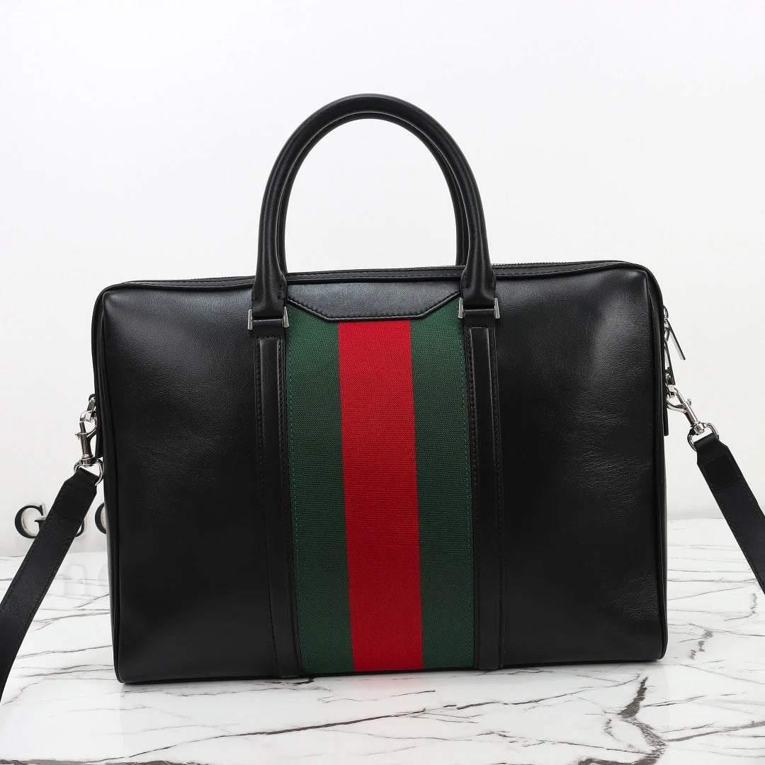 Gucci 2026 Mega Web Trademark Briefcase 38cm Canvas Leather