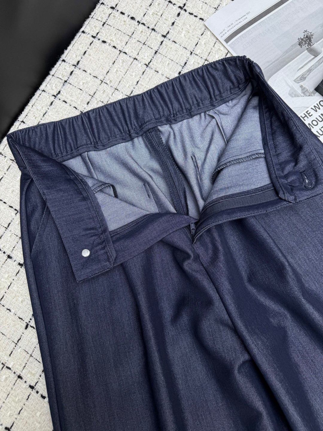 Prada 26S Indigo Denim Cotton Wide Leg Pants 428131