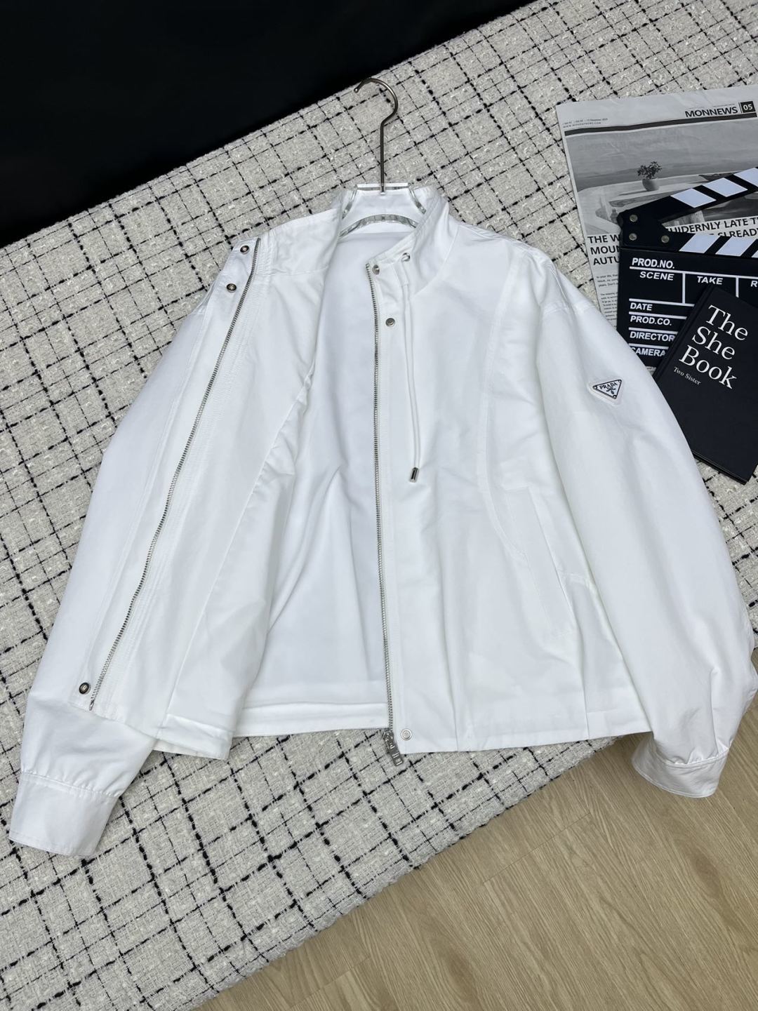 Prada 26S White Re-Nylon Drawstring Windbreaker Jacket 428118