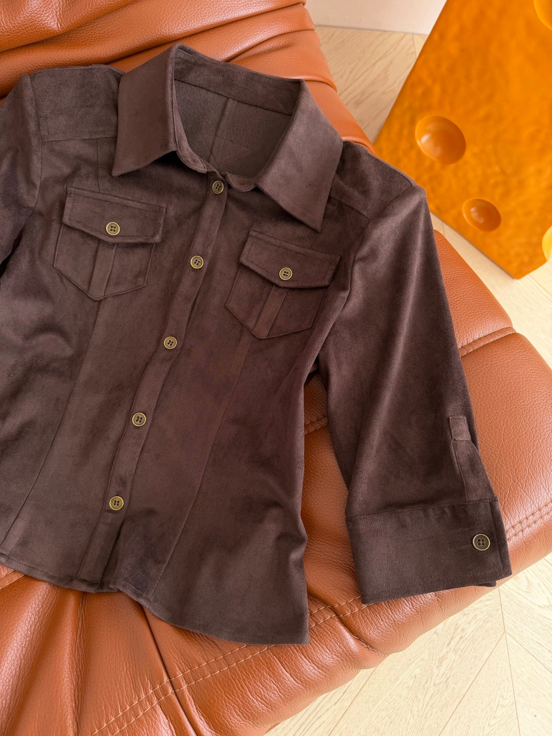 Prada 26s Shirt Triangular Logo Retro Suede 424340