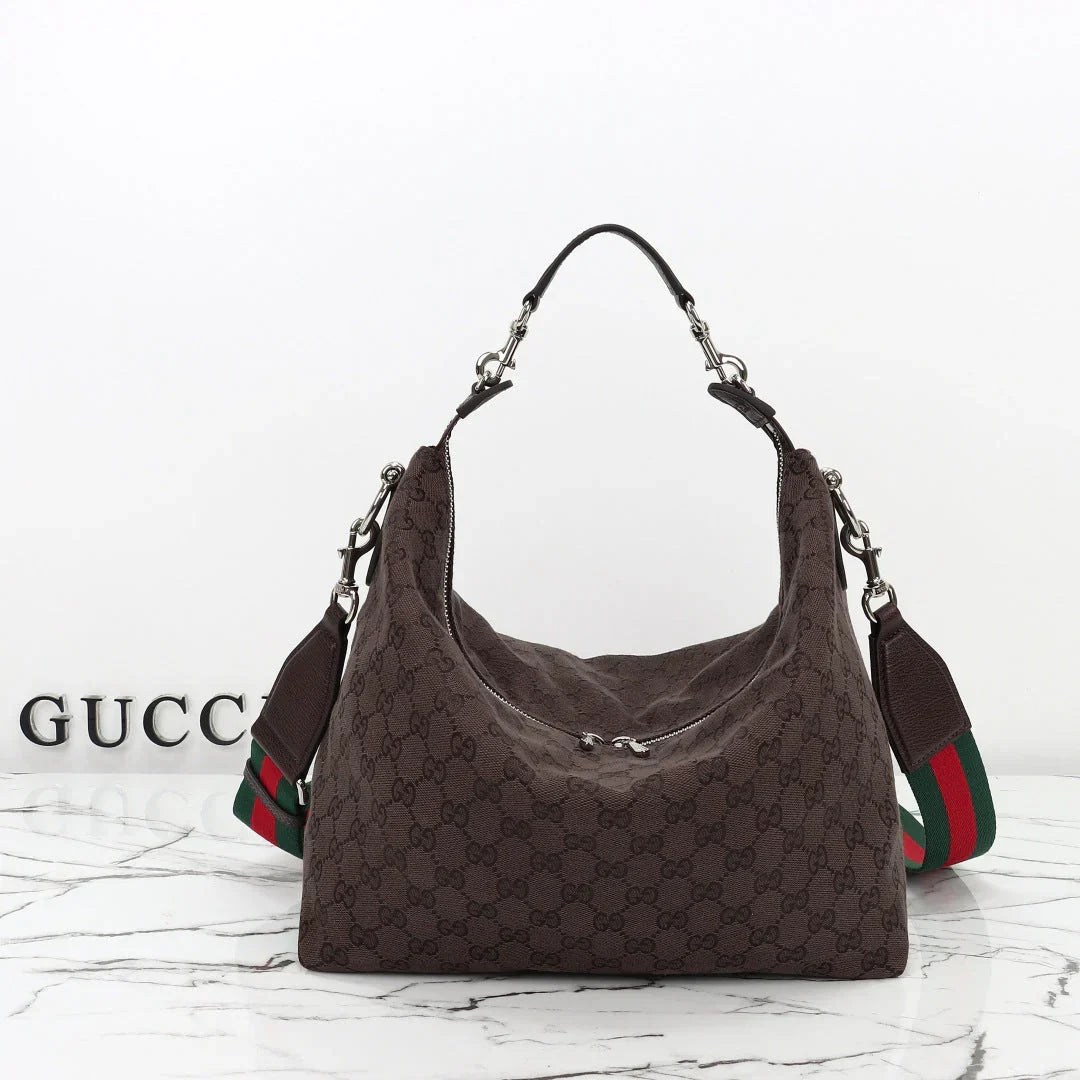 Gucci 2026 Brera Large Crossbody Bag Dark Brown Canvas