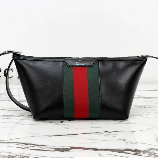 Gucci 2026 Mega Web Trademark Crossbody Bag 22cm Balck Canvas Leather
