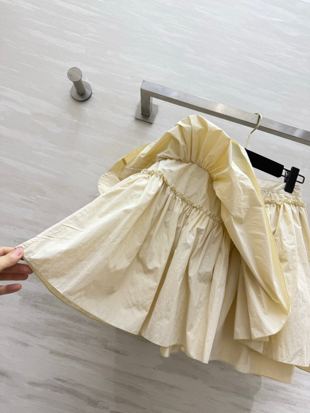 Loewe 26s Drawstring Mini Skirt Cream Cotton 398858