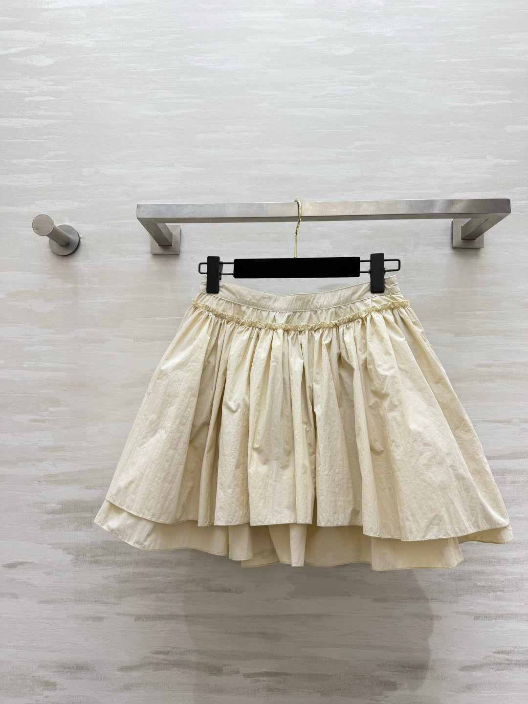 Loewe 26s Drawstring Mini Skirt Cream Cotton 398858