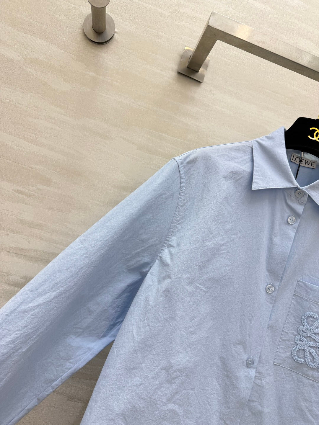 Loewe Embroidered Cotton Shirt Blue Cotton 410406