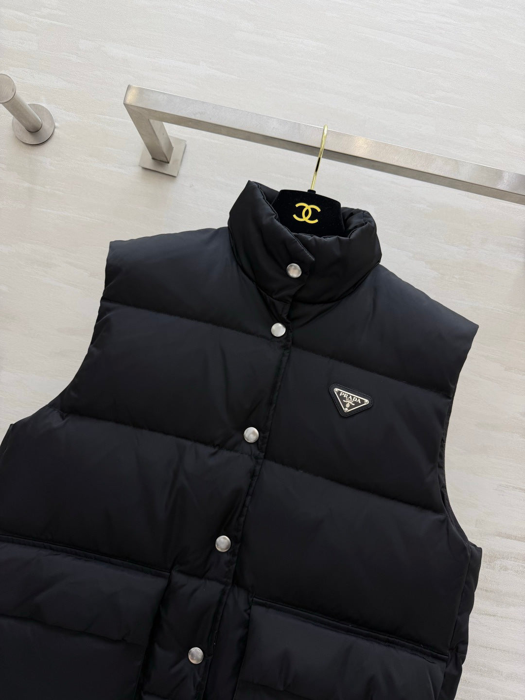 Prada 26s Puffer Vest Black Triangle Logo 427384