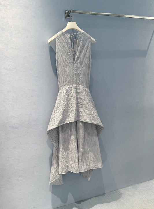 Loewe 25 Sleeveless Dress Blue mix White Cotton Polyamide